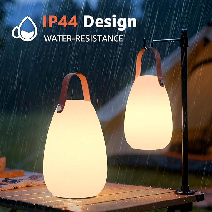 uuffoo 2 Pack Rechargeable Portable Table Lamp, Cordless RGB Lantern with Remote, Decorative LED Night Light, IP44 Waterproof Indoor Outdoor Lamp for Bedroom Patio Garden Wedding Party