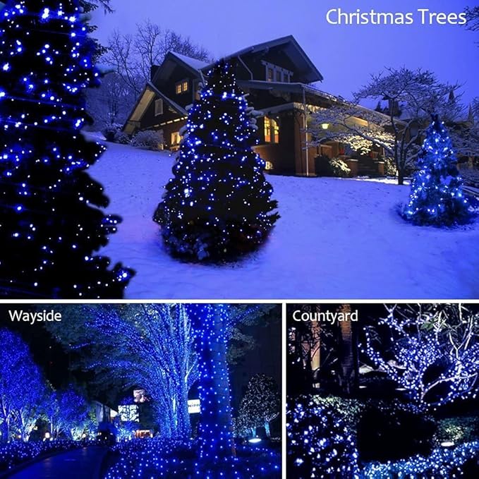 FULLBELL Christmas Lights, Fairy Lights Outdoor 66Ft 200 LED with Memory Modes Controller, Plug in Easter Decor Lights for Bedroom Party Wedding Garden Christmas Tree Indoor Outdoor Decorations