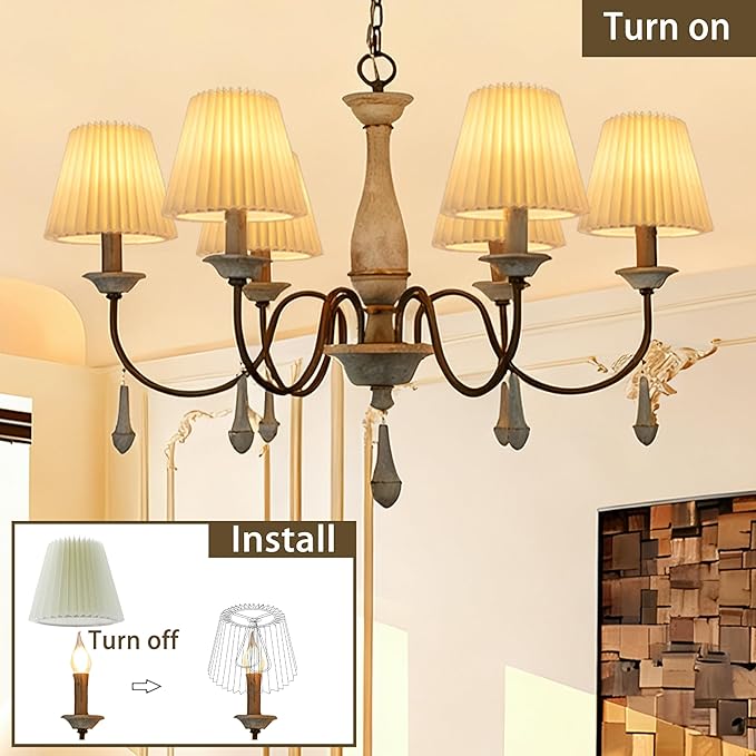 Small pleated lampshade chandelier shades set of 6. Lampshade for Wall Lamp.chandelier shades.small table lamps.For Cutting Edge bulbs.light bulb shade.chandelier light covers.4" X 5" X 6"
