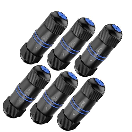 VCELINK Waterproof RJ45 Coupler IP68 Short Profile, Cat6/Cat5E/Cat5 Waterproof Ethernet Connector Shielded, Outdoor Network LAN Cable Extender PoE 6-Pack, 3.23in