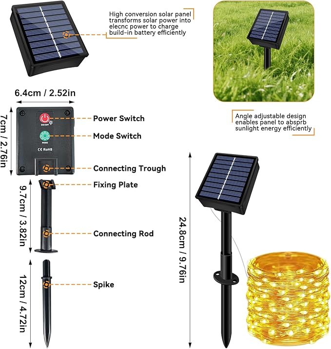 Solar String Lights Outdoor Waterproof 4 Pack Total 132ft 400LED 8 Modes Twinkle Lights Solar Fairy Lights for Patio, Garden Yard Party Tree Christmas Halloween Decoration Warm White