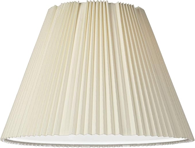 Set of 2 Hardback Empire Knife Pleated Lamp Shades Eggshell White Large 9" Top x 17" Bottom x 12.25" High Spider with Replacement Harp and Finial Fitting - Springcrest