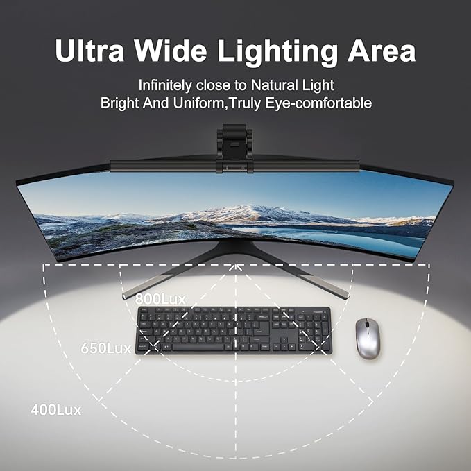 Monitor Light Bar, Fit for Curved/Flat Monitor, Eye-Care USB Computer Lamp Dimmable Screen Light Bar with Auto-On/Off, No Glare Desk Lamp for Screen Home Office