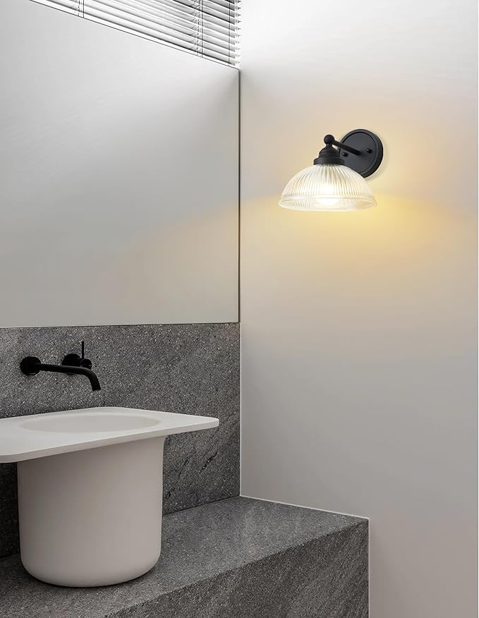 HEQIQEH Morden Rechargeable Battery Operated Industrial Wall Sconce with Clear Striped Glass Shade,Remote Control Wall Lamp, Modern Dimmable Indoor Wall Mount Light for Bedroom Living Room Restaurant