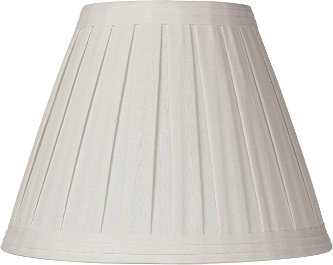 Set of 2 Creme Linen Box Pleated Large Drum Lamp Shades 7" Top x 14" Bottom x 11" High (Spider) Replacement with Harp and Finial - Springcrest
