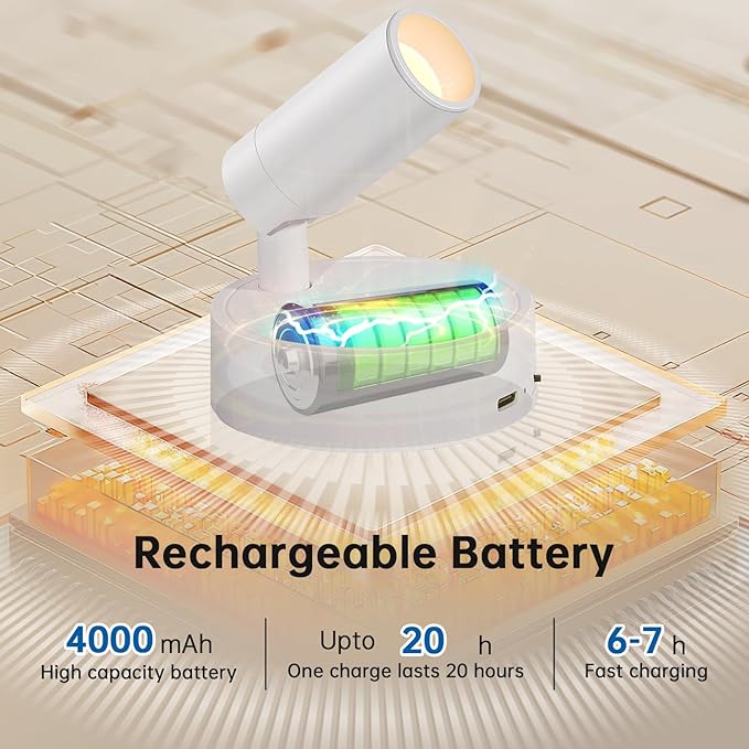 Spotlight Indoor, Wireless Battery Operated with Remote,Uplight Indoor Down Light for Picture on Wall, Plant Spotlight Dimmable Timer, Mini Ceiling Lights Painting for Trees Plant,White 2 Pack