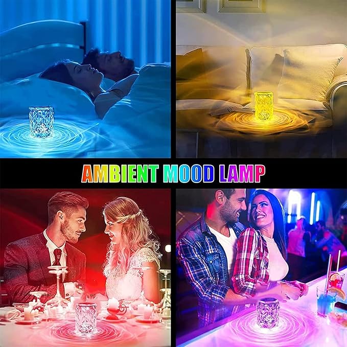 Crystal Lamp, Crystal Table Lamp Rose Crystal Lamp USB Diamond Table Lamp 16 Color Changing Touch Crystal Lamp (C)