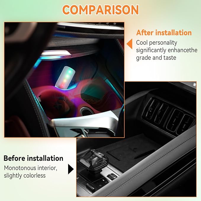 5Pcs Mini Retro Car Light, 10 Modes, Frosted Shell USB LED Car Interior Atmosphere Lamps, Touch-Control Portable Plug-in Glass Bottle Ambient Night Light for Camping Bedroom Party