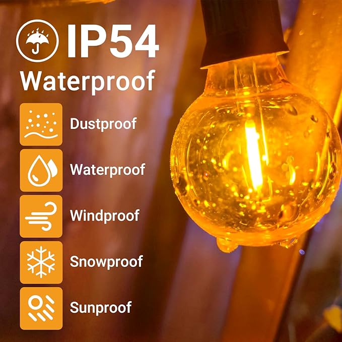 G40 LED Replacement Light Bulbs, 1W E12 Base Shatterproof Clear Globe Light Bulbs for Indoor Outdoor String Lights, Patio Porch Garden Decor, Warm White, 25 Pack