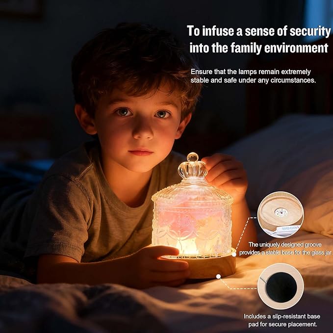Runyangshi Crystal Lamp Night Light - Natural Rose Quartz Crystal Stone, 3 Lighting Modes with 10 Brightness Levels, Kid & Pet Friendly Design, USB Powered, Ideal for Home and Decor & Gift