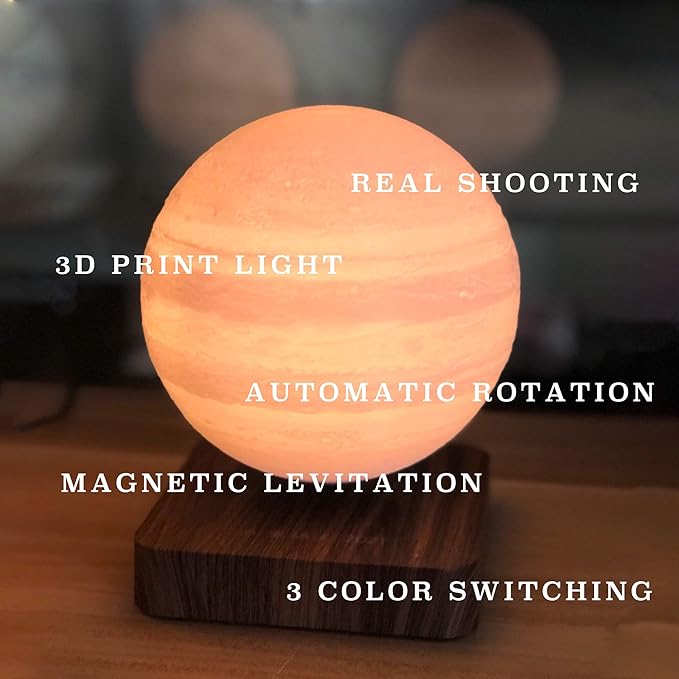 ACEDOAMARE Night Light Moon Light Magnetic Floating Planet Lamp Interior 3D Print LED Bedside Nursing Creative Gift Table Lamp (13cm Jupiter)