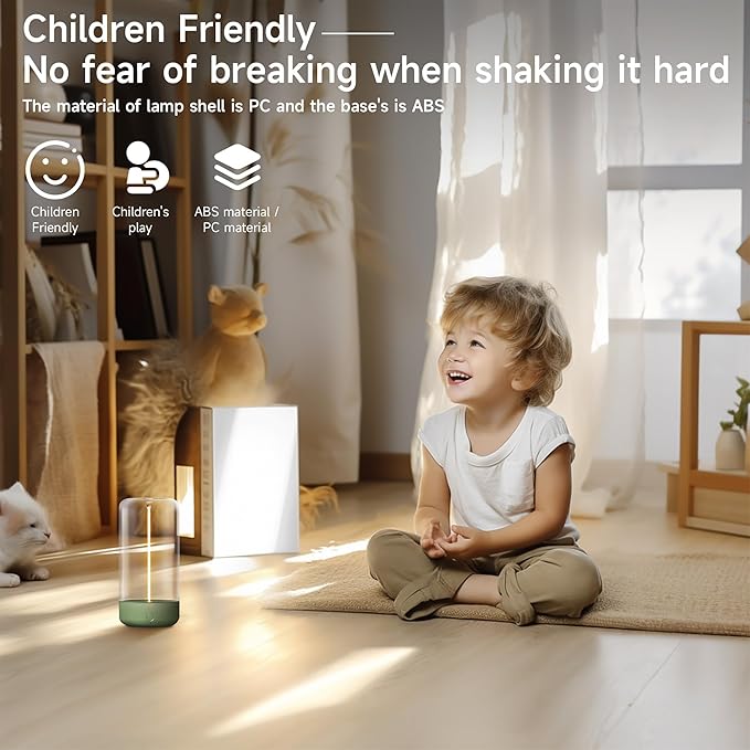 AUGE LIGHT Mini Minimalist Table Lamp Cordless Lamp Rechargeable Table Lamp Portable Nightstand Lamps Desk Lamps for Home Office Unique Ambient Light Mood Lighting for Desk Decor Beside(Olive Green)
