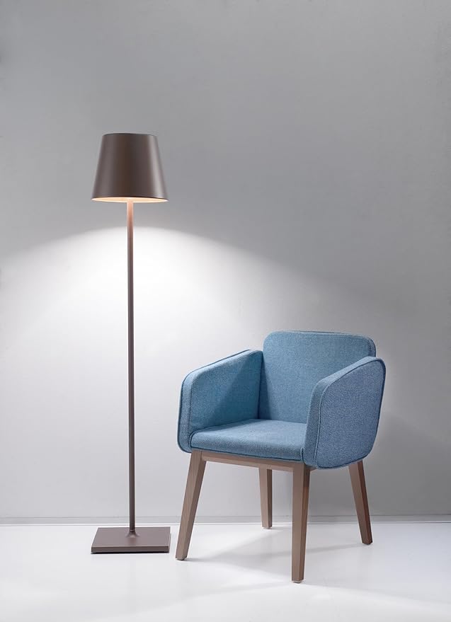 Zafferano, Poldina XXL Lamp, Rechargeable Cordless Floor Lamp with Touch Controls, Suitable for Indoor and Outdoor, Dimmer, 2700-3000 K, Adjustable Height 27-59 Inches, Rust Color