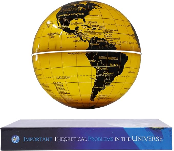 Floating Globe Lamp,6" World Geographic Globes Gold Magnetic Floating Levitating Globe with Lights Home Office Desk Decor Creative Birthday Christmas Gifts,360 Rotating