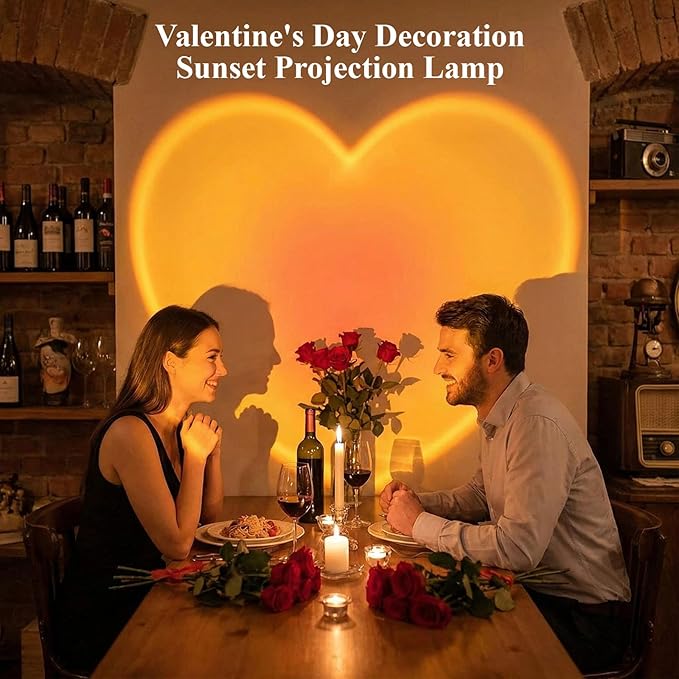 Sunset Projector Lights, 16 Color Changing Heart Projection Lamp with Remote, Valentine's Day Novelty Indoor Lamps, USB Powered Romantic Night Light for Valentine's Holiday Party (Colorful Heart)