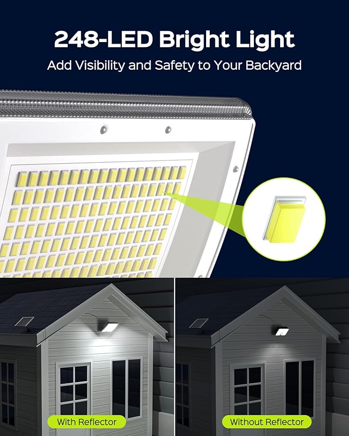 JACKYLED Solar Lights Outdoor Waterproof 80% Brighter Light, Motion Sensor Security Light with 16.4ft Cord, Dusk to Dawn Solar Powered Flood Lights for Patio, Yard, Garage, 4-Pack