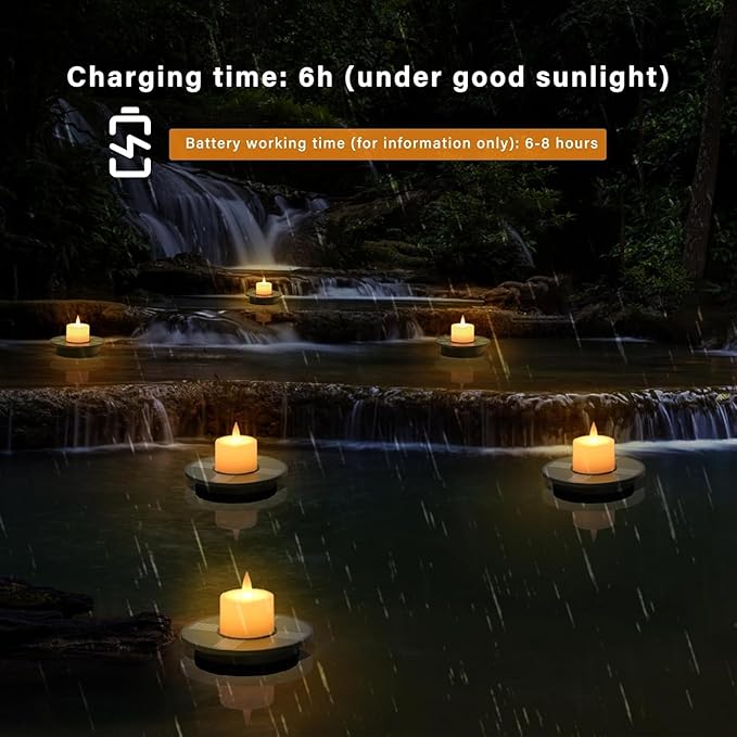 uuffoo Small Solar Floating Pool Lights 5-Pack, 2 Inch Solar-Powered Floating Candle Tealights for Pools, Pond, Garden & Patio, Auto On/Off, Flickering Ambiance for Outdoor Decor
