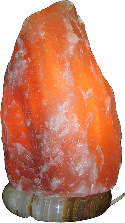 Himalayan Rock Salt Natural Crystal Lamp, 8.5" s Tall – Soft Calm Therapeutic Light – Unique Naturally-Formed Salt Crystal Handcrafted Design On Onyx Marble Base – Table Lamp, Dark Orange Hue