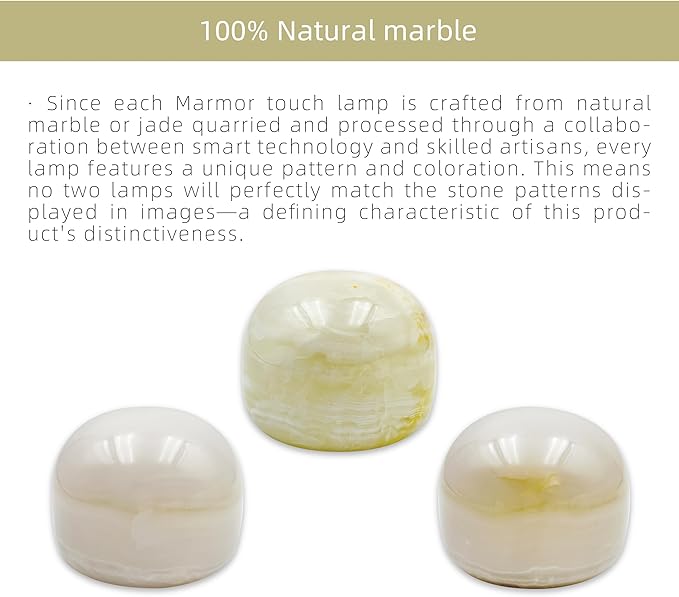 Marble Lamp Night Light Touch Bedside Table Lamp for Bedroom,Type-C Rechargeable Small Desk Bedside Small Lamps,Eye Caring Dimmable LED Ambient lamp (Mid Century Modern)