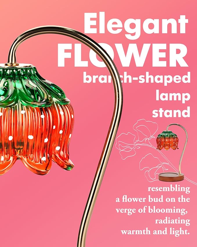 Strawberry Candle Warmer Lamp, Cute Candle Lamp with Timer & Dimmable, Birthday for Women Mom, House Warming Gift New Home, Lotus Wax Melt Warmer for Yankee Village Candles