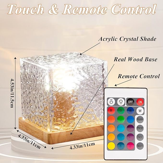 Aurora Ocean Wave Lights Projector Corded,16 Colors Changing Light Touch Dimmable Mood Lighting, Remote Crystal Night Lamp with Dynamic Ripple Effect for Bedroom Playroom Decor Kids Teens Gifts
