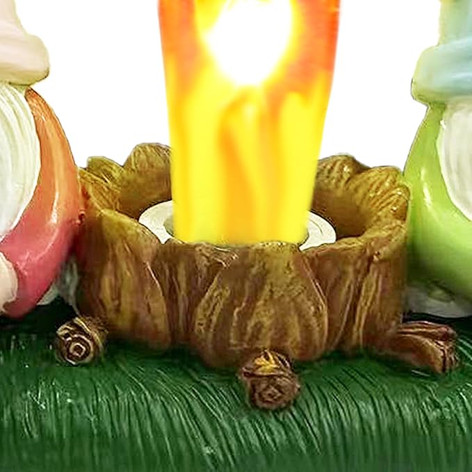 Gnomes Campfire Nightlight Gnome Lamp Easter Night Light Plug Into Wall Dwarfs with Easter Eggs Night Lamp Bedroom Bathroom Decoration (Gnomes)