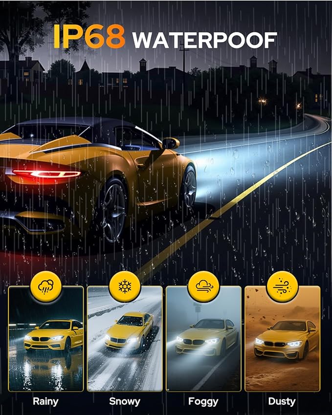FAHREN 9008/H13 LED Bulbs, 40000LM High Brightness, 32 CSP Chips, 6500K Cool White, Plug and Play, 1:1 Halogen Size, IP68 Waterproof Fog Light, Long Lifespan, Pack of 2