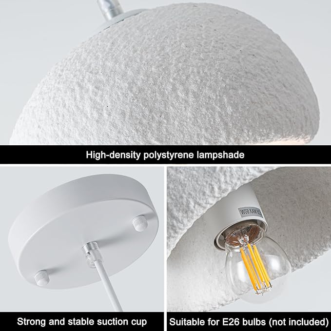 7.87 inch Wabi Sabi Pendant Light Modern Japanese Ceiling Fixture for Dining Room Kitchen Island Hallway, White E26 Base Hanging Lamp (20cm/7.87in)