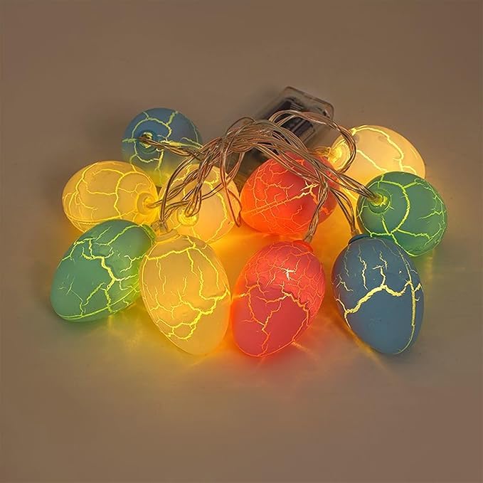 LED Colorful Light String, 1.5m Long, 10 Lights, Egg Shape Size: 1.77 * 1.77 * 2.36. for Easter Egg Dyeing, Festival Atmosphere Battery Light String.
