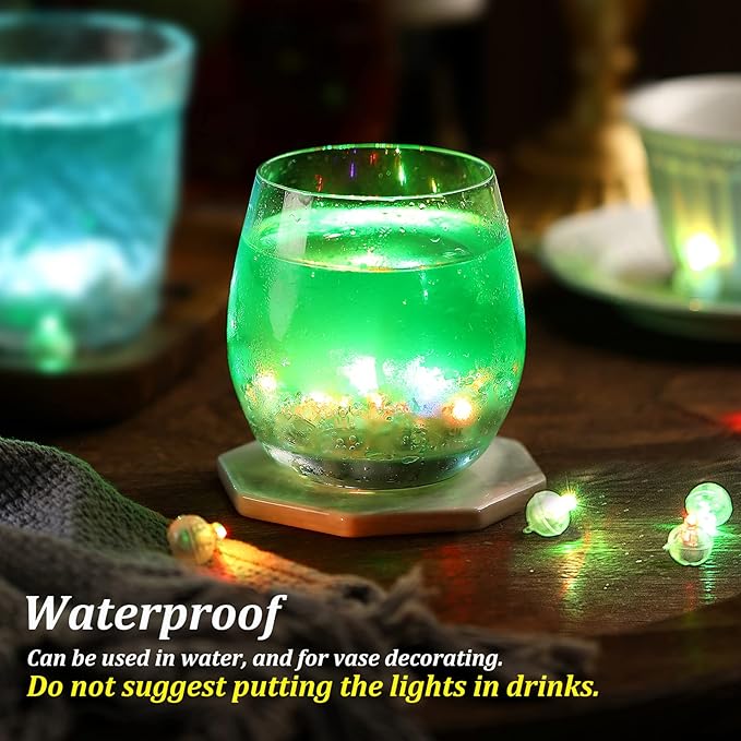ZGWJ 200PCs Green Balloon Lights Mini, Battery Powered, Long Standby Time Waterproof Tiny Led Round Light for Paper Lantern Balloon Party Easter Eggs Wedding Christmas Halloween Decorations