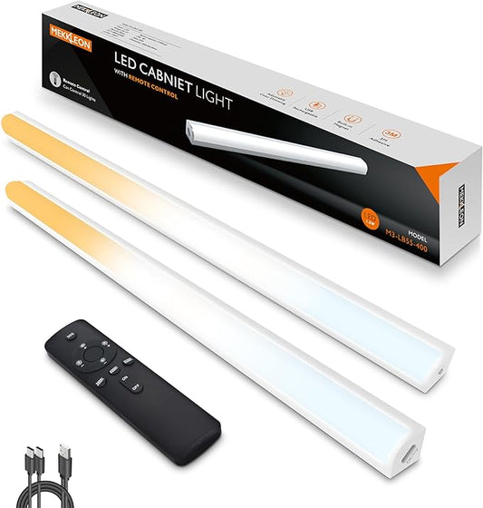 Under Cabinet Lights Remote Control, Magnetic Dimmable Closet Lights,USB Rechargeable Wireless LED Shop Light,Ceiling and Under Counter Lights for Kitchen,Wardrobe,Shelf(40CM,White)