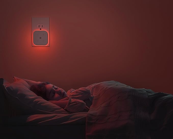 2 Pack 630nm Red Sleep Light Plug in Night Light, Baby Nursery, Kids Adult Sleep Light, Blue Purple Red Three Colors Night Light, Dimmable, Bedroom, Bathroom, Hallway, Kitchen