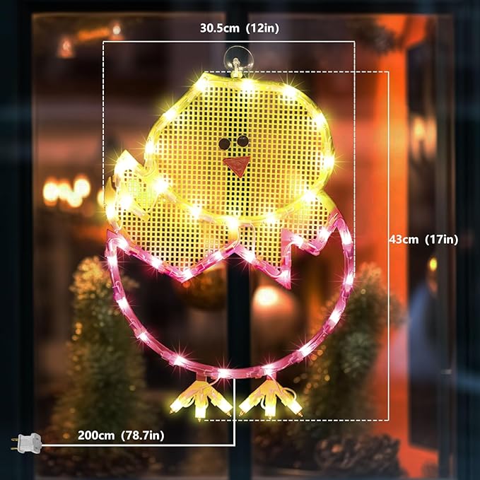 LAMPHOME 17" Lighted Hatching Baby Chick in Egg Easter Window Silhouette