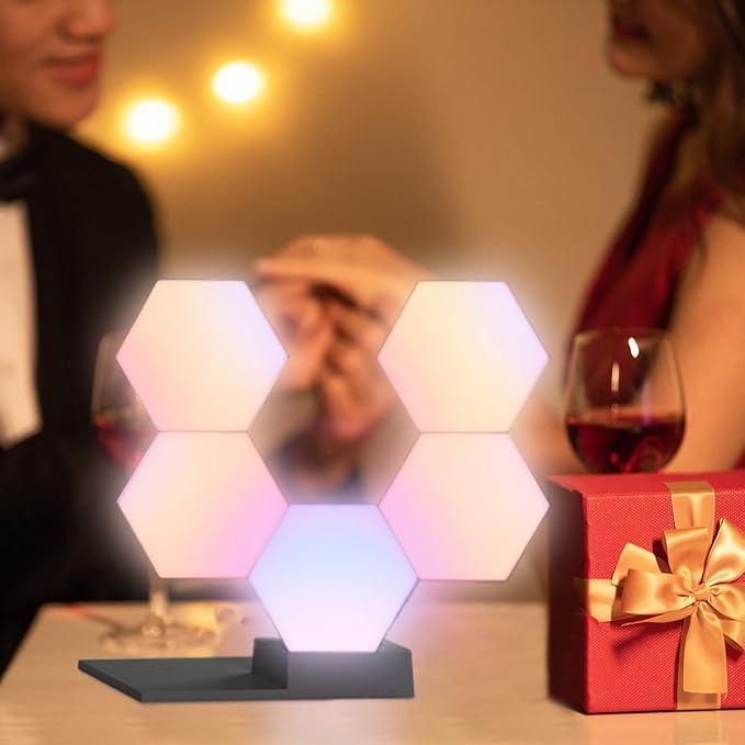 Yescom APP Control Hexagon Lights 3 Pack Smart LED Panel Smarter Kit Music Sync 16 Million Colors Change Compatible with Alexa & Google for Gifts Gaming Room