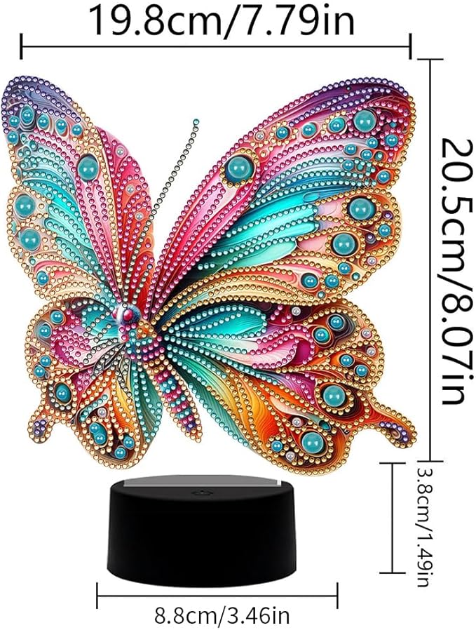 Butterfly Diamond Art Painting Night Light,Diamond Art Painting Kits Desktop Touch Lamp Ornaments for Tabletop Decor Diamond Art Accessories for Adult Beginner Bedrooms Living Room
