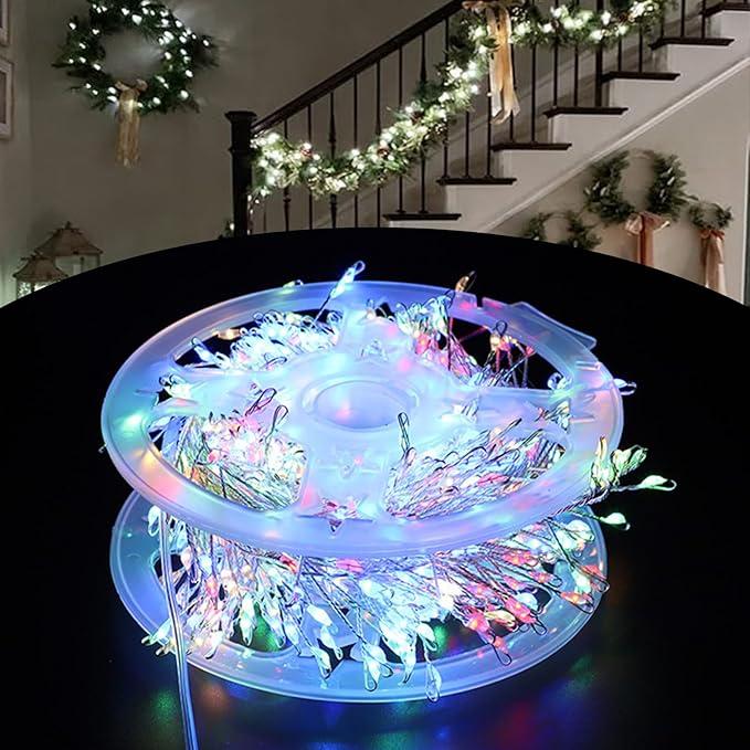 LED Copper Wire Firecracker Light String for Christmas Tree, Cluster Twinkle Lights, Cluster Fairy Lights, Holiday Decoration Atmosphere Lights for Yard, Pot (Colorful, 164ft-1500 Lights-Plug in)