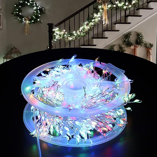 LED Copper Wire Firecracker Light String for Christmas Tree, Cluster Twinkle Lights, Cluster Fairy Lights, Holiday Decoration Atmosphere Lights for Yard, Pot (Colorful, 78.74ft-800 Lights-Plug in)