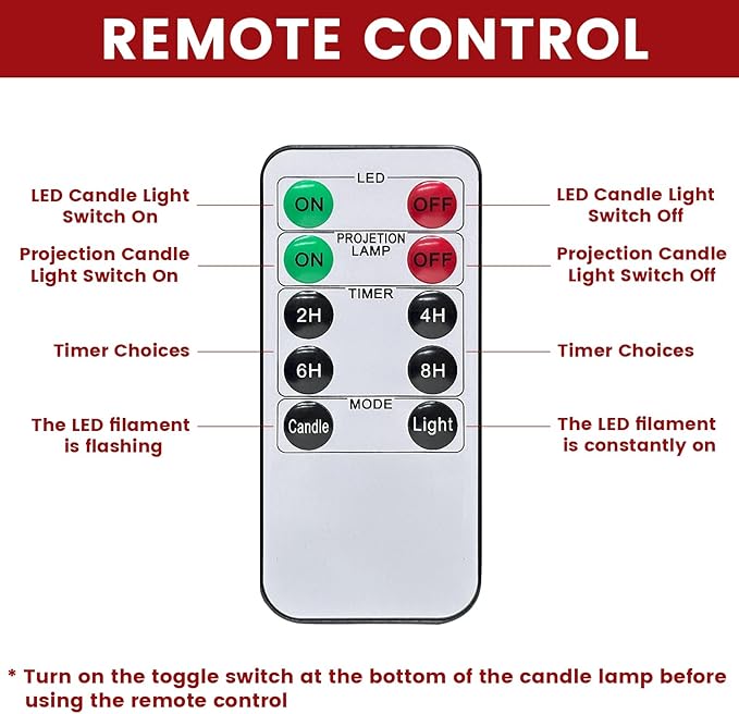 Flameless Candle Heart Projector Light,Valentines Day Decorations Candles Lamp with Romantic Red Heart Projector Lights, LED Candle with Remote and Timer for Girl Women Mom (Red - Heart)