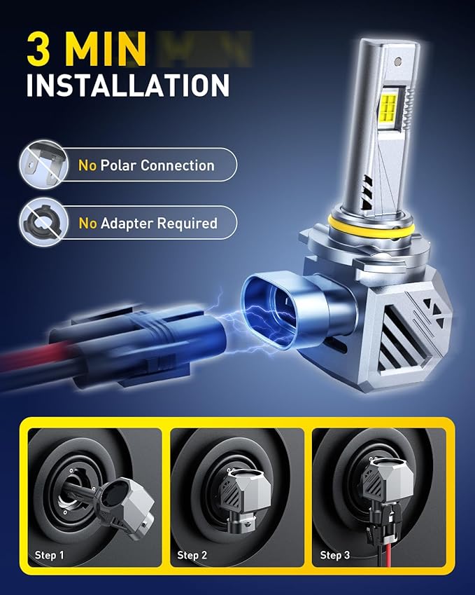 AUXITO 9006/HB4 Bulbs, 900% Brighter Ultra-Bright, Plug N Play, Long Lifespan, No Flicker, 99% Compatibility, 2PCS