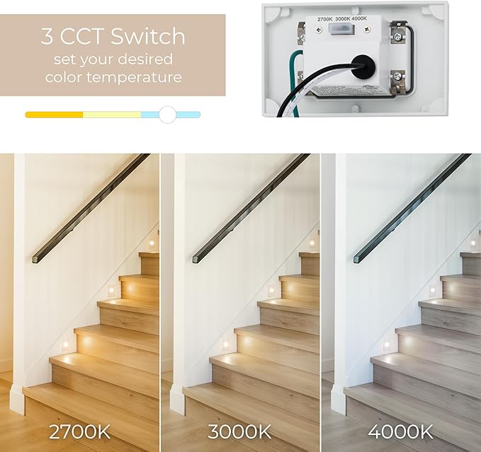 Builder Essentials Indoor or Outdoor 120V Input LED Step or Patio Deck Light Horizontal Orientation with 3-CCT 2700K-3000K-4000K Selectability in White