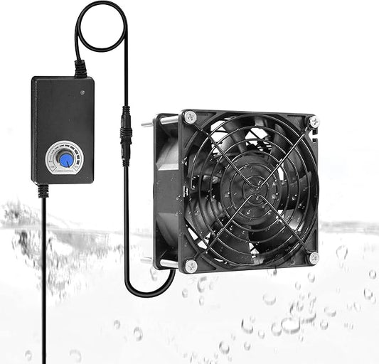 PANO-MOUNTS 92mm 3.62inch Upgraded IP68 Waterproof Dual Ball Bearing Cooling Fan -Max 4500RPM with Stepless Speed Controller for DIY Ventilation Exhaust Projects