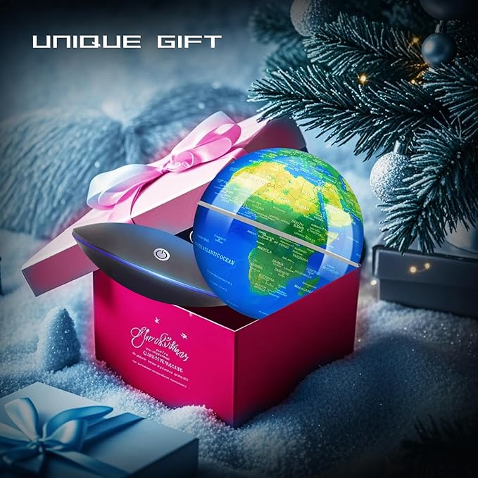 Magnetic Levitating Floating Globe with LED Light, 16 Colors Cool Tech Gadgets Gifts World Globe Lamp for Men Father Boys Girls, Birthday Gifts for Home Office Desk Decor Display