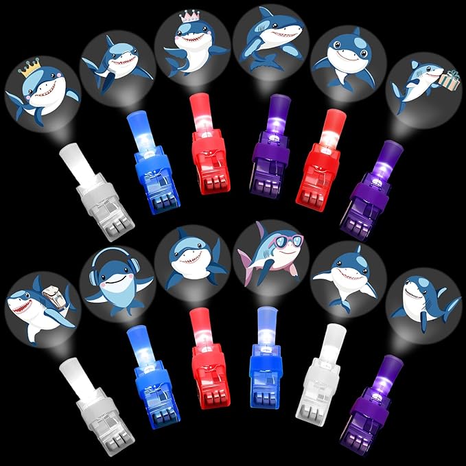 Tuanse 36 Pcs Shark Finger Lights Gifts Bulk for Kids Glow in the Dark Finger Lights Ocean Themed Shark Party Decorations Birthday Party Favors Under the Sea Themed Gift Idea for Kids Boy Girl Adult