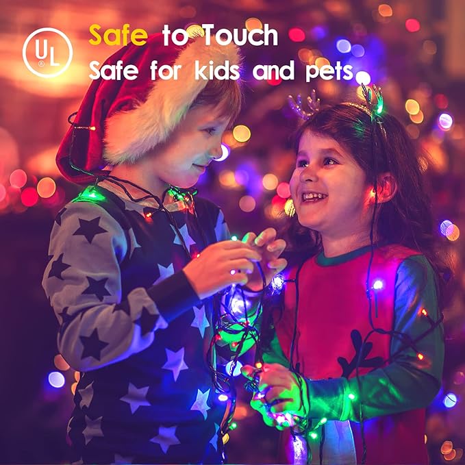 Techip 108FT 300LED Halloween Christmas String Lights Outdoor Indoor Extendable Green Wire Memory Function 8 Modes Waterproof Fairy String Lights for Xmas Tree Holiday Party Garden