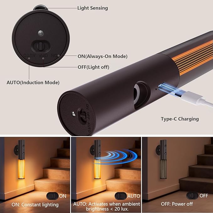 Koopala Auto-On Motion Detection Night Lamp - 3 Customizable Modes, Battery Operated LED Light for Dark Spaces (Set of 2)