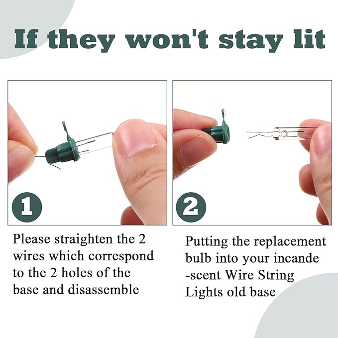 Mudder 60 Count Christmas Tree Replacement Light Bulbs 2.5v 0.425 Watt Replacement Bulb Mini Incandescent Wire String Lights Decoration for Prelit Xmas Tree(Green Base with Warm White Bulb)