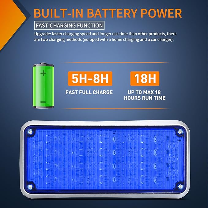 Nilight 2PCS Blue Strobe Wireless Magnetic Lights Portable Warning Hazard Light Surface Mount Waterproof 5 Patterns for 12V 24V Off Road Eergency Vehicles