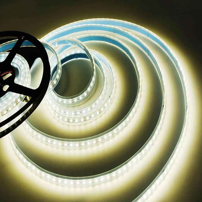 SUYOOULIN LED Strip Lights, 15000LM AC110V/120V 16.4ft/5m SMD 2835 600 LEDs Light Strips Tube Waterproof IP67 LED Ribbon, 2 Times Brightness Than Low Voltage Strip Lights (Natural White 4500K)