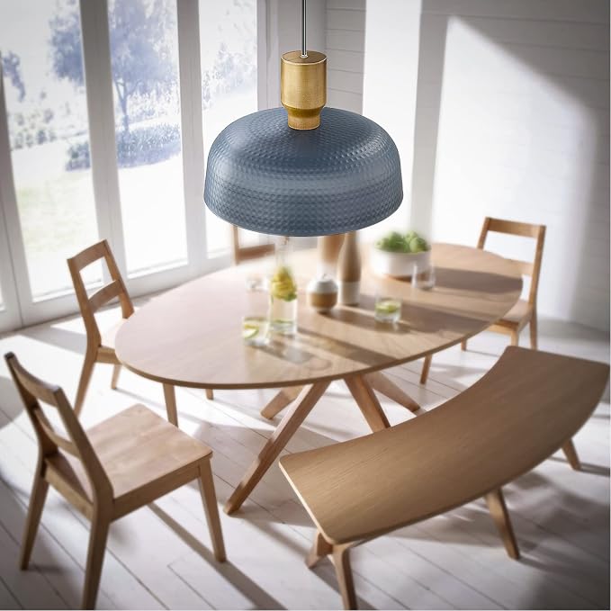 Darkaway Pendant Light Fixtures Ceiling Hanging with Hammered Metal Shade, Modern Pendant Light for Kitchen Island Lighting Hanging Lamp Adjustable Height, Medium