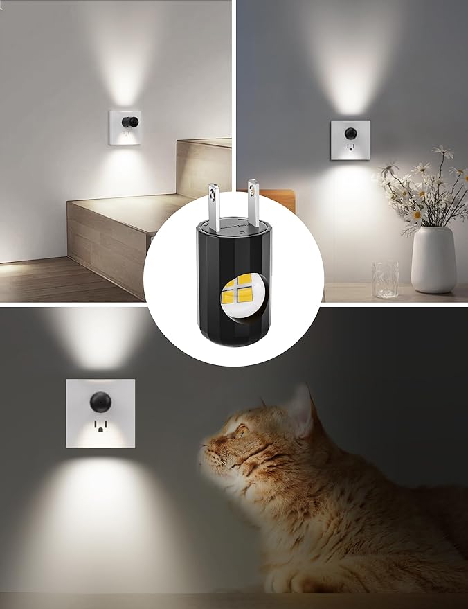 6 Pack LED Night Lights with Dusk to Dawn Sensor,5000K Daylight,Plug in Wall Night Lights for Kids, Kitchen, Hallway, Bathroom, Bedroom,Non-Dimmable